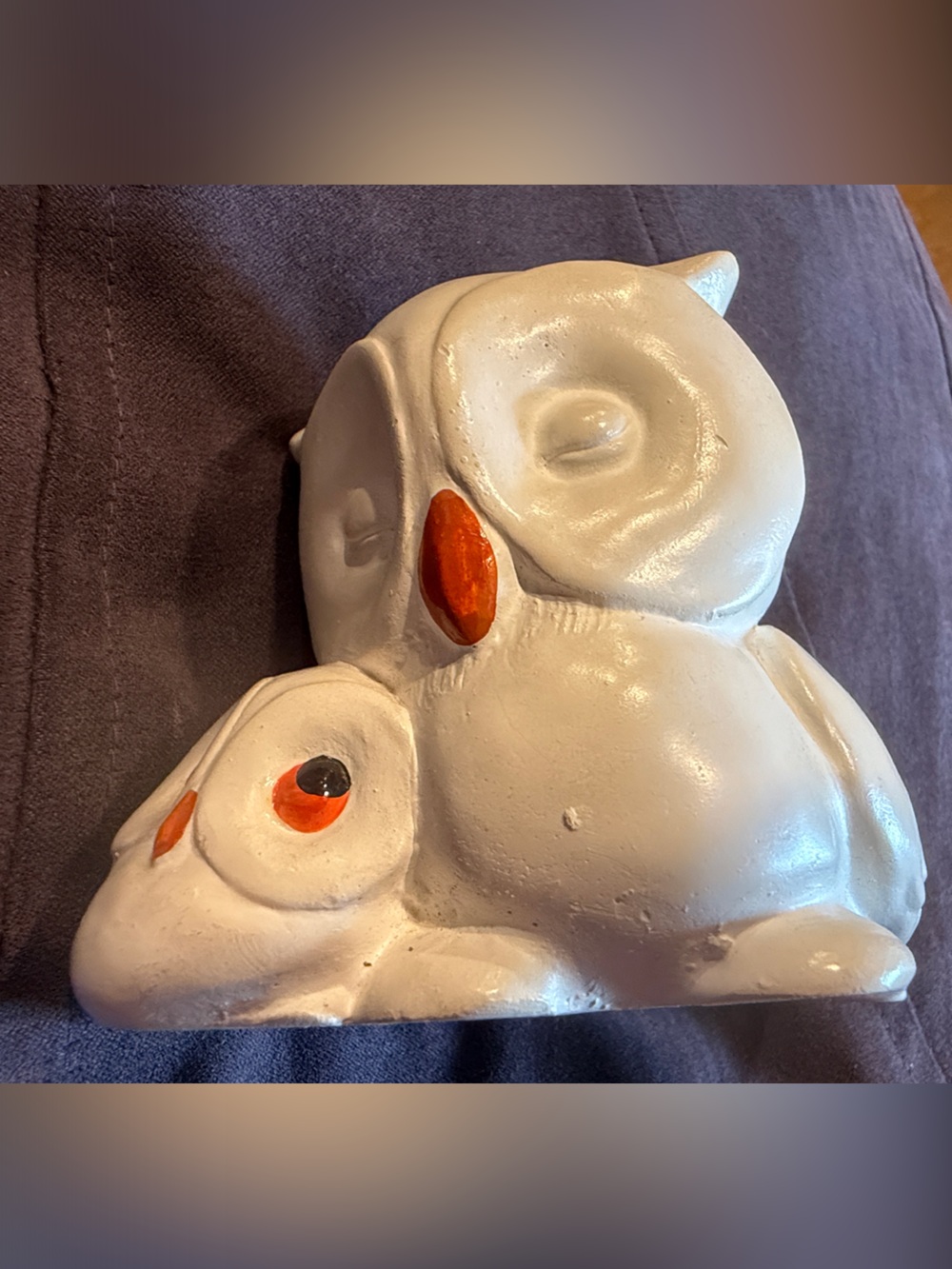 White Ceramic Owl Duo Figurine
